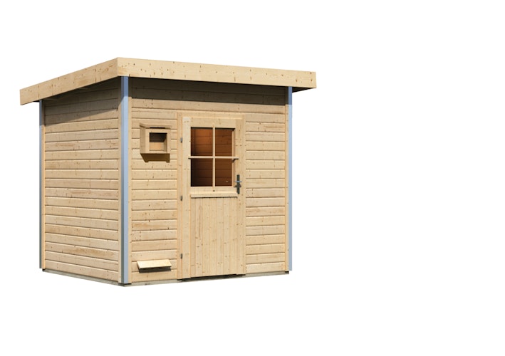 Karibu Gartensauna Pultdach Saunahaus Norge naturbelassen inkl. gratis Saunaofen im Wert von 599,99 €