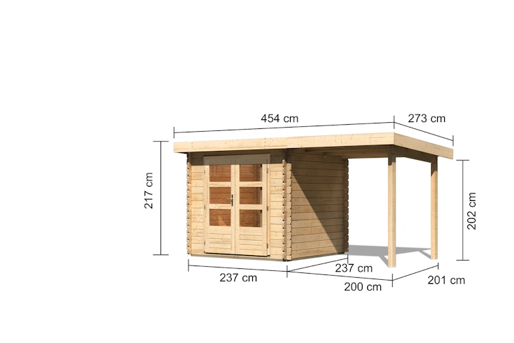 Karibu Woodfeeling Gartenhaus Bastrup 2 naturbelassen - 28 mm