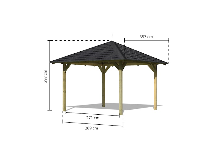 Karibu 4-Eck Pavillon Cordoba kesseldruckimprägniert Sparset inkl. Dachschindeln
