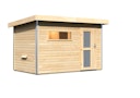 Vorschaubild Karibu Gartensauna Pultdach Saunahaus Skrollan 1 mit Vorraum naturbelassen inkl. gratis Saunaofen im Wert von 599,99 €