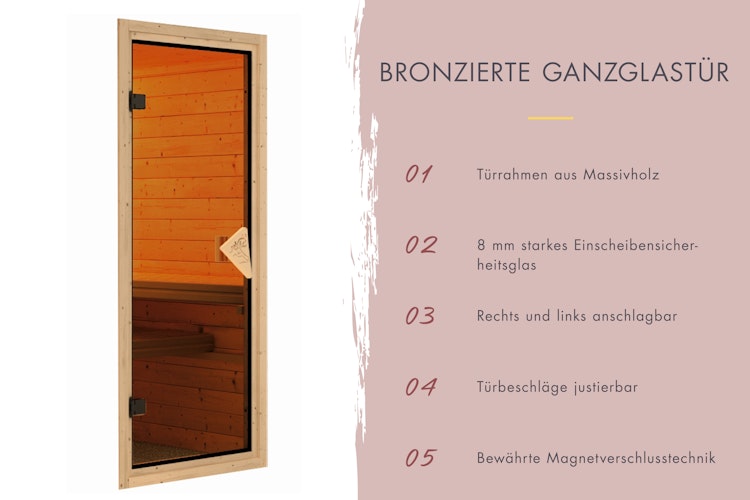 Karibu Sauna Avari 3 Superior mit Fronteinstieg 68 mm