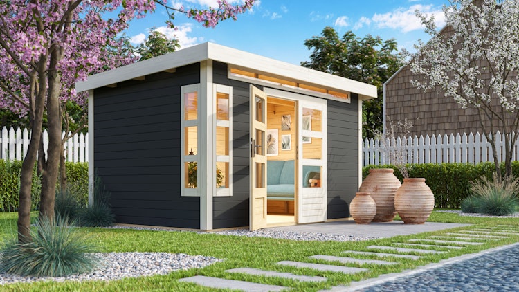 Karibu Premium Gartenhaus Kastorf 6/7 mit Fensterecke - 28 mm