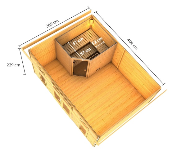 Karibu Saunahaus Mainburg 4 mit Vorraum - 38 mm inkl. gratis Saunaofen im Wert von 599,99 €