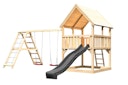 Vorschaubild Akubi Kinderspielturm Luis inkl. Wellenrutsche und Doppelschaukelanbau mit Klettergerüst (Set C)