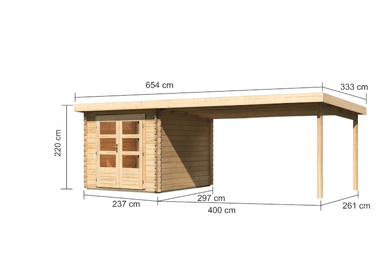 Karibu Woodfeeling Gartenhaus Bastrup 4 naturbelassen - 28 mm
