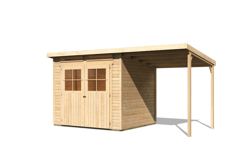 Karibu Eco Gartenhaus Grebenau / Glücksburg 2/3/4 mit 190 cm Schleppdach