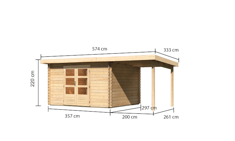 Karibu Woodfeeling Gartenhaus Bastrup 7 naturbelassen - 28 mm