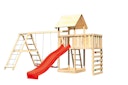 Vorschaubild Akubi Kinderspielturm Lotti mit Satteldach inkl. Wellenrutsche, Doppelschaukelanbau, Klettergerüst, Anbauplattform und Kletterwand