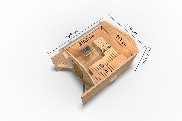 Karibu Gartensauna/Saunafass Fasshaus 2 asymmetrisch inkl. gratis Saunaofen im Wert von 599,99 €