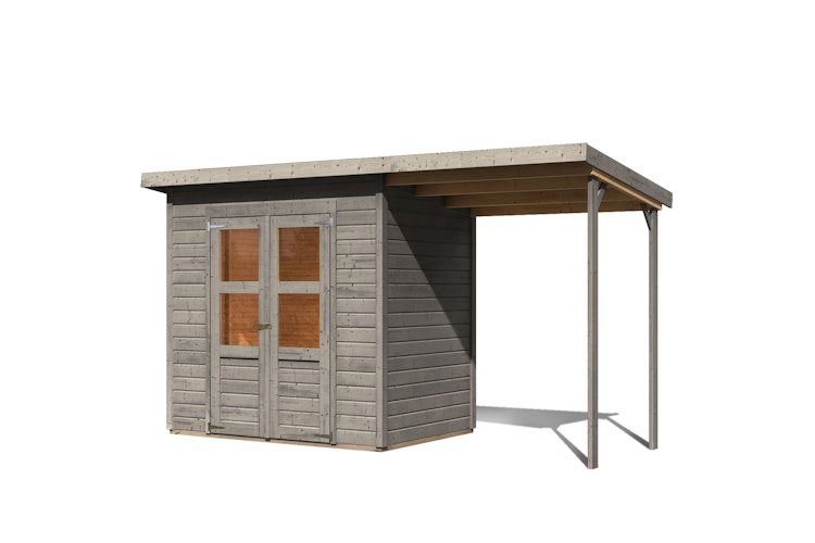 Karibu Eco Gartenhaus Merseburg 3 inkl. Anbaudach - Sparset