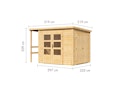 Karibu Multifunktionshaus Pultdach-Gartenhaus inkl. Schleppdach und Anbauschrank - 28 mm