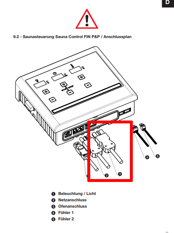 Karibu Ersatz Anschlusskabel Plug&Play Saunaofen finnisch 374671101808