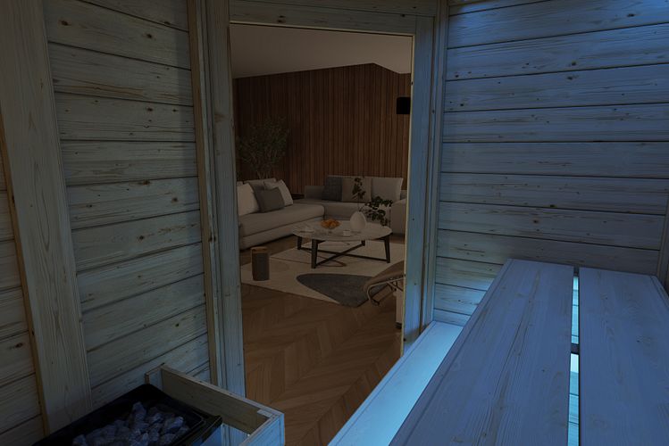 Karibu Sauna Valida  (Eckeinstieg) - 28 mm Massivholz Aktionssauna 230 Volt Plug & Play