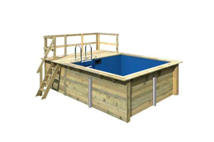 Karibu Rechteck Pool Gr. 1 - 350 x 320 cm - kesseldruckimprägniert Sparset mit Filteranlage