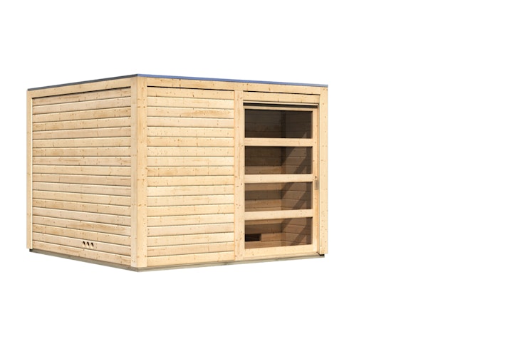 Karibu Gartensauna Saunahaus Cuben inkl. Vorraum, naturbelassen
