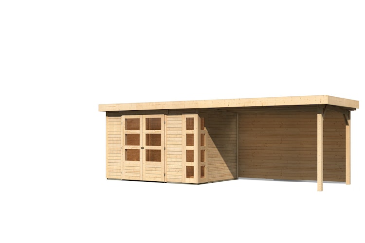 Karibu Woodfeeling Gartenhaus Kerko 3/4/5 mit 280 cm Schleppdach inkl. Rückwand - 19 mm