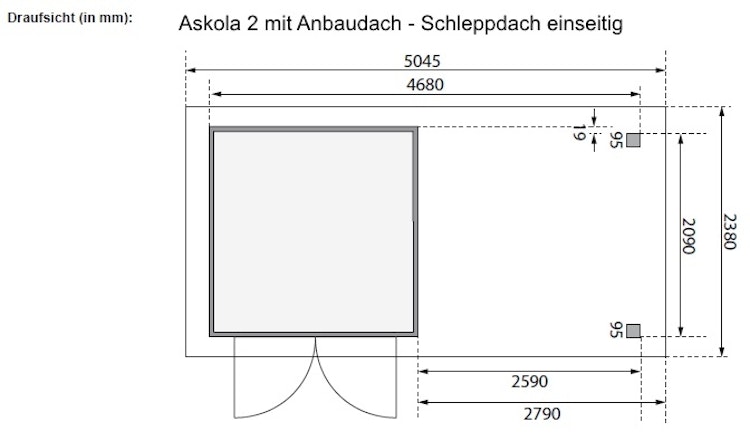 Karibu Woodfeeling Gartenhaus Askola 2/3/3,5/4/5 m. 275 cm Schleppdach/Seiten- und Rückwand