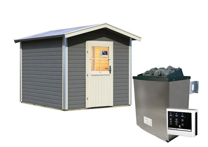 Karibu Bosse 1 - 38 mm Gartensauna mit Vorraum und Satteldach inkl. gratis Saunaofen im Wert von 599,99 €