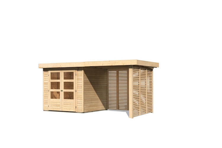 Karibu Woodfeeling Gartenhaus Askola 2/3/3,5/4/5 m. 240 cm Schleppdach/Seiten- und Rückwand in Lamellenoptik