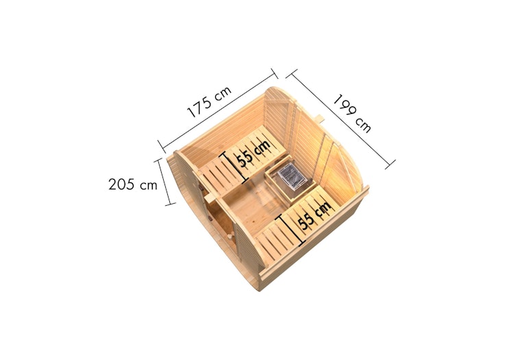 Karibu Saunahaus Fasssauna Quadro 1 - 38 mm inkl. gratis Saunaofen im Wert von 599,99 €