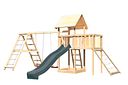 Vorschaubild Akubi Kinderspielturm Lotti mit Satteldach inkl. Wellenrutsche, Doppelschaukelanbau, Klettergerüst, Anbauplattform und Netzrampe