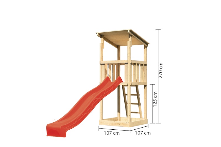 Akubi Kinderspielturm Anna mit Pultdach inkl. Wellenrutsche