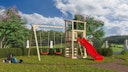 Akubi Kinderspielturm Anna mit Pultdach inkl. Wellenrutsche, Kletterwand und Doppelschaukel