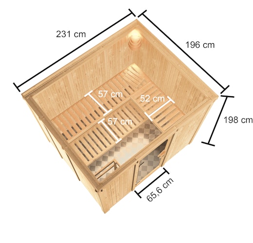 Karibu Woodfeeling Sauna Nybro - 68 mm Aktionssauna inkl. gratis Saunaofen im Wert von 599,99 €