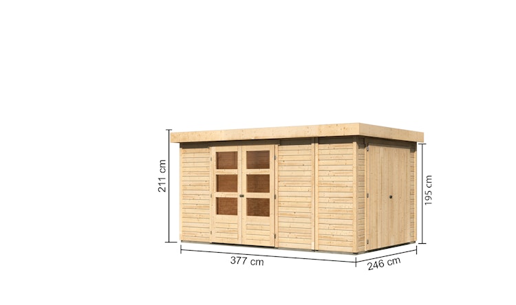 Karibu Woodfeeling Gartenhaus Retola 2/3/4/5/6 inkl. Anbauschrank - 19 mm