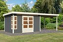 Vorschaubild Karibu Premium Gartenhaus Kastorf 6/7 mit Fensterecke - inkl. 320 cm Anbaudach - 28 mm