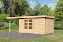 Karibu Woodfeeling Gartenhaus Retola 2/3/4/5/6 inkl. Anbauschrank u. 240 cm Schleppdach