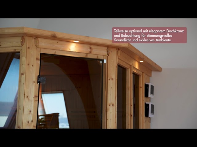 Karibu Multifunktions-Sauna Asta inkl. Infrarotstrahler mit Eckeinstieg 68 mm