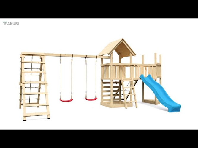 Akubi Kinderspielturm Lotti mit Satteldach inkl. Wellenrutsche und Doppelschaukelanbau (Set B) Akubi Kinderspielturm Lotti mit Satteldach inkl. Wellenrutsche und Doppelschaukelanbau (Set B)