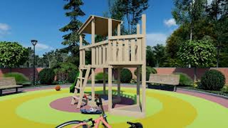 Akubi Kinderspielturm Anna mit Pultdach inkl. Wellenrutsche Akubi Kinderspielturm Anna mit Pultdach inkl. Wellenrutsche